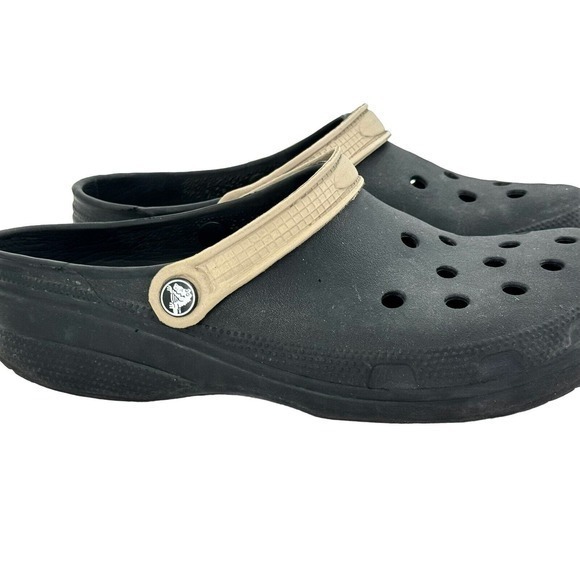 Crocs Unisex Biya Classic Slip-On Clogs Black Tan Strap Sz‎ Men 8 Women 10 - Picture 9 of 11